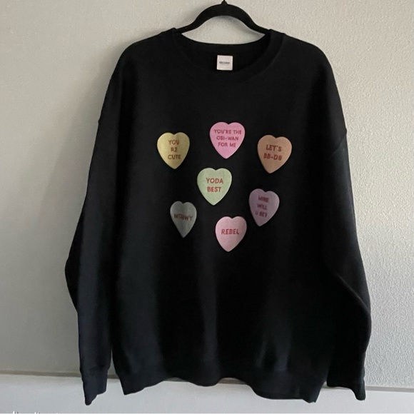Friday Apparel Star Wars Yoda Sweetheart Candies Memes Adult Sweatshirt (XL) - Picture 1 of 5